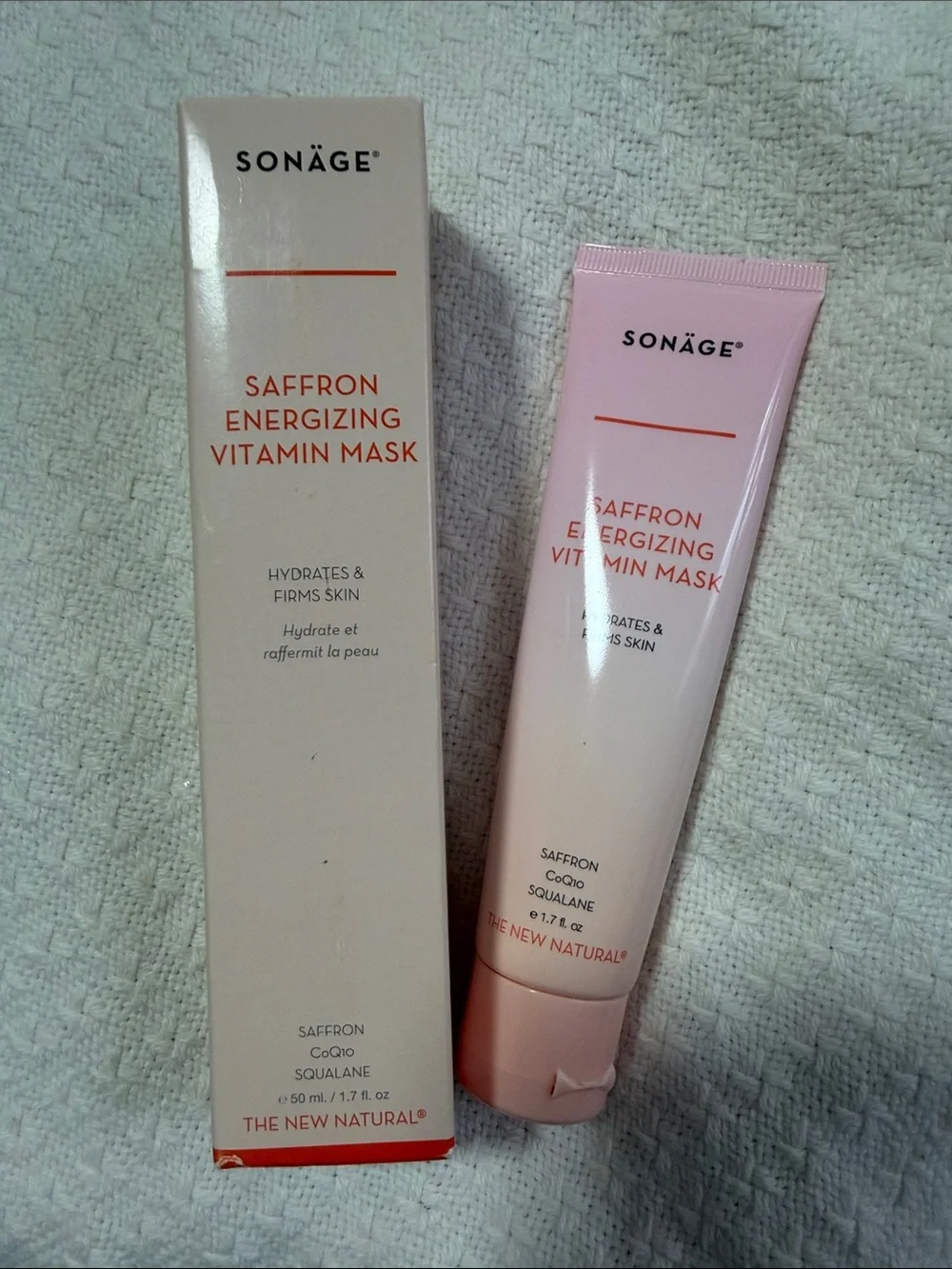 Sonäge Saffron Energizing Vitamin Mask — Soft Pink Hydrating Mask